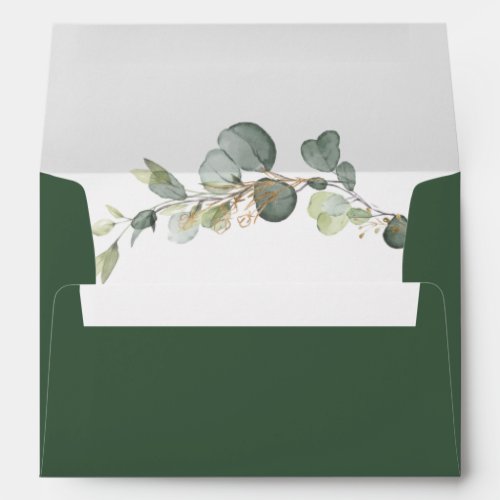 Watercolor eucalyptus wedding envelope