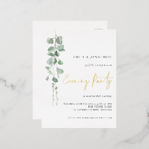 Watercolor Eucalyptus Wedding Evening Party Real Foil Invitation Postcard