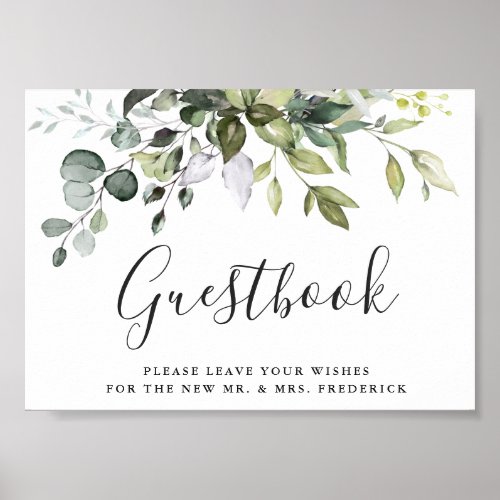 Watercolor Eucalyptus Wedding Guestbook Sign