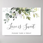 Watercolor Eucalyptus Wedding Love Is Sweet Sign at Zazzle