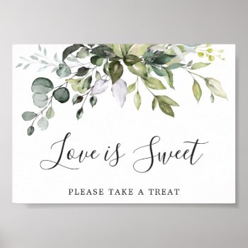 Watercolor Eucalyptus Wedding Love Is Sweet Sign by Elle_Design at Zazzle