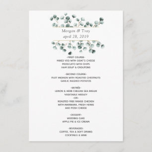 Watercolor Eucalyptus Wedding Menu
