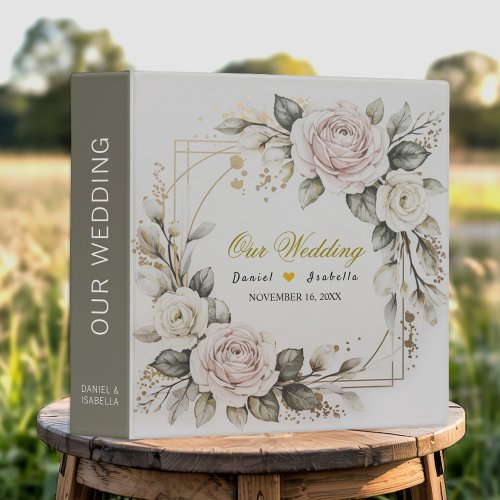 Watercolor Eucalyptus Wedding Roses Floral Gold   
