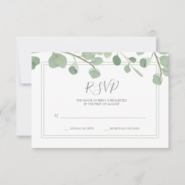 Watercolor Eucalyptus Wedding RSVP (Front)