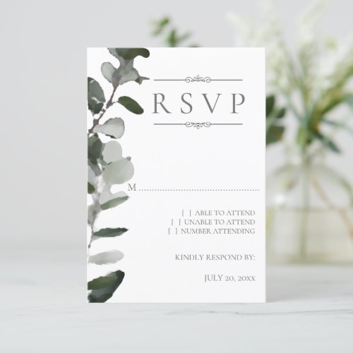 Watercolor Eucalyptus Wedding RSVP Card