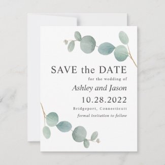 Watercolor Eucalyptus Wedding Save the Date