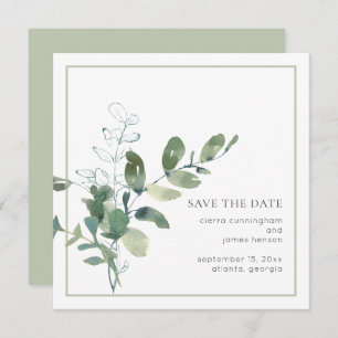 Watercolor Eucalyptus Wedding Save The Date