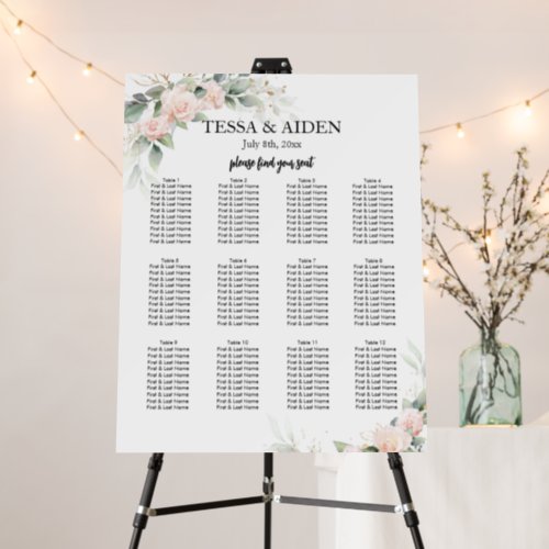 Watercolor Eucalyptus Wedding Seating Chart  Foam Board