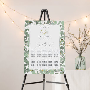 Watercolor Eucalyptus Wedding Seating Chart Foam Board