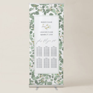 Watercolor Eucalyptus Wedding Seating Chart Retractable Banner