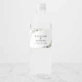 Watercolor eucalyptus wedding water bottle label (Front)