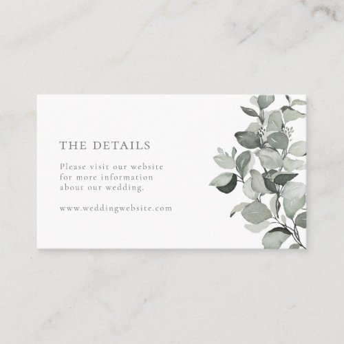 Watercolor Eucalyptus Wedding Website Details Enclosure Card