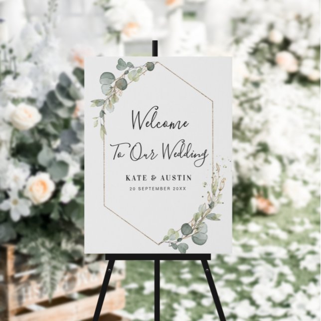 watercolor eucalyptus wedding welcome sign (Creator Uploaded)