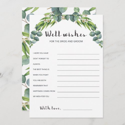 Watercolor Eucalyptus Wedding Well Wishes Cards