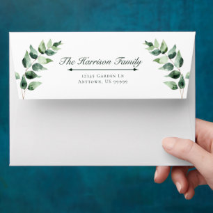 Watercolor Eucalyptus Wedding   White Envelope