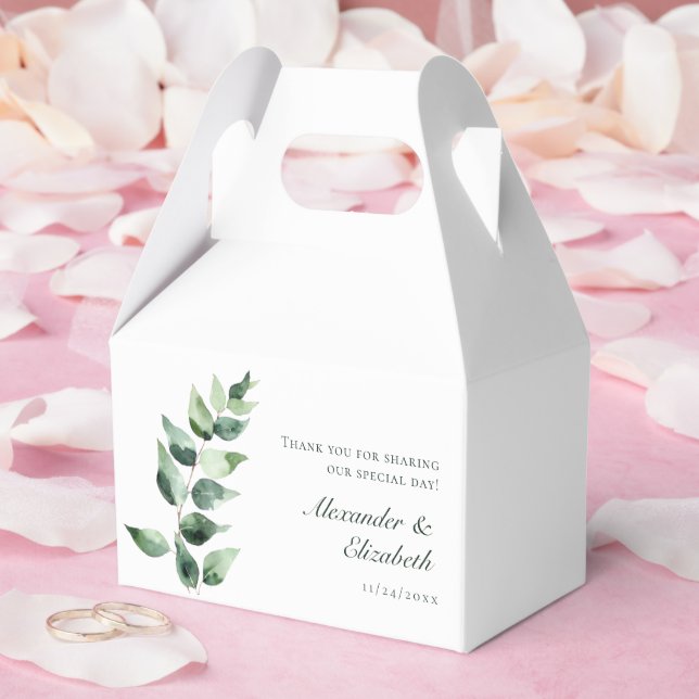 Watercolor Eucalyptus Wedding | White Favor Boxes (Wedding)