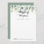 Watercolor Eucalyptus Wedding Words of Wisdom  Advice Card<br><div class="desc">This watercolor eucalyptus wedding words of wisdom advice card is perfect for a rustic wedding. This artistic design features hand-drawn, watercolor eucalyptus green foliage, inspiring natural beauty. These cards are perfect for a wedding, bridal shower, baby shower, graduation party & more. Personalize the cards with the names of the bride...</div>