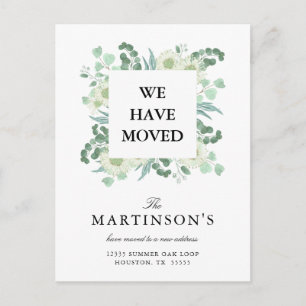 Watercolor Eucalyptus We've Moved New Address Postcard