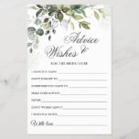 Watercolor Eucalyptus Wishes & Advice Card<br><div class="desc">Watercolor Eucalyptus Wishes & Advice Card.
Personalize with the bride to be's name and date of shower. 
For further customization,  please click the "customize further" link. If you need help,  contact me please.</div>