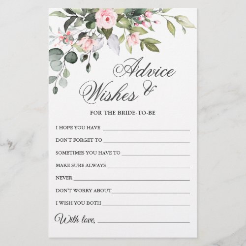 Watercolor Eucalyptus Wishes  Advice Card