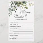 Watercolor Eucalyptus Wishes & Advice Card<br><div class="desc">Watercolor Eucalyptus Wishes & Advice Card.
Personalize with the bride to be's name and date of shower. 
For further customization,  please click the "customize further" link. If you need help,  contact me please.</div>