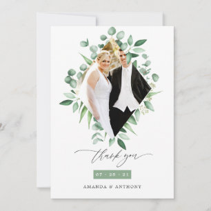 Watercolor Eucalyptus Woodland Greenery Wedding Thank You Card