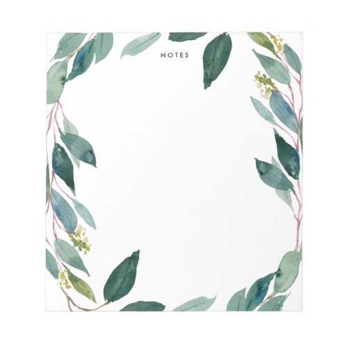 Watercolor Eucalyptus Wreath Personalized Notepad