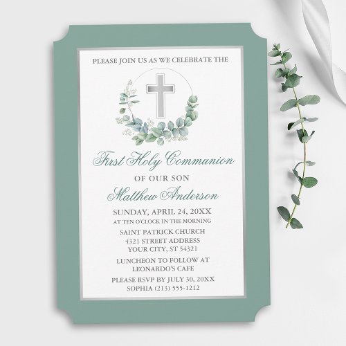 Watercolor Eucalyptus Wreath Silver Communion
