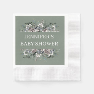 Watercolor evergreen baby shower napkins