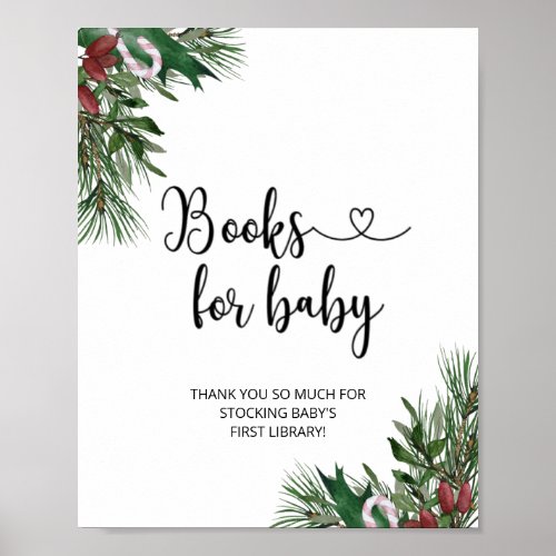 Watercolor evergreen floral books for baby poster