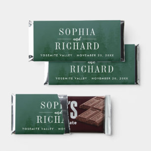 Watercolor Evergreen Fog Forest Dark Green Wedding Hershey Bar Favors