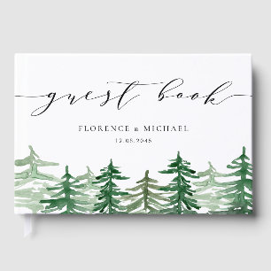 Watercolor Evergreen Forest Woodland Wedding Guest Book