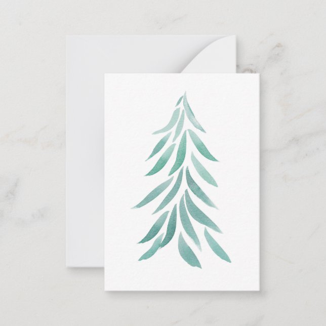 Watercolor Evergreen Tree Brushstrokes 2  Note Card (Front)