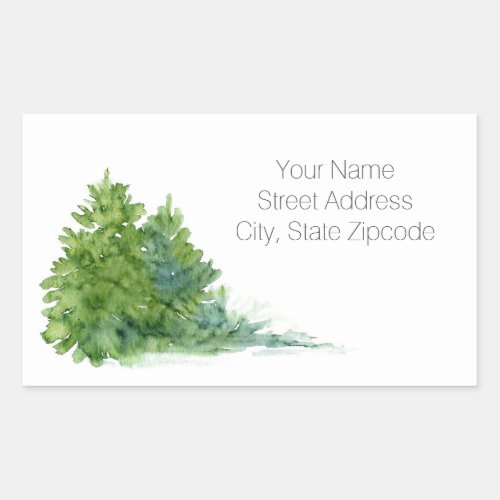 Watercolor Evergreen Trees Address Labels