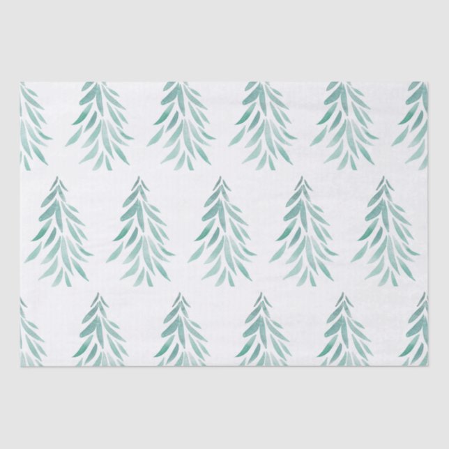 Watercolor Evergreen Trees Brushstrokes 3 Tissue Paper (Front)