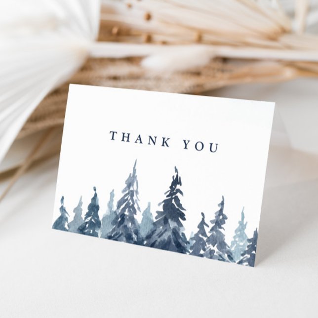 Watercolor Evergreen Trees Wedding Thank You (Creator Uploaded)