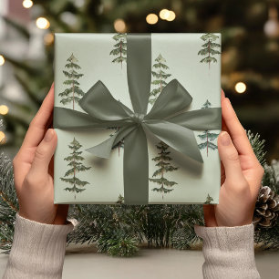 Watercolor Evergreen Trees  Wrapping Paper