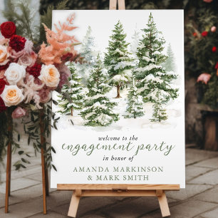 Watercolor Evergreen Winter Engagement Party Foam Board