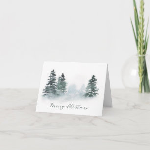 Watercolor Evergreens Holiday Card