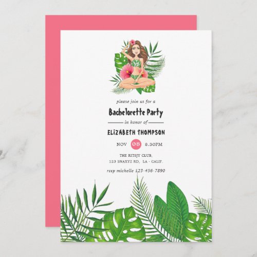 Watercolor Exotic Aloha Luau Bachelorette Weekend Invitation