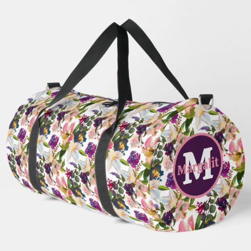 Watercolor Exotic Floral Lillies Lilly Large Duffle Bag