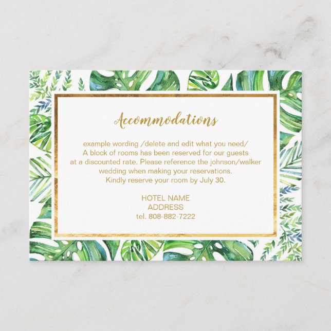 Watercolor Exotic Plants Details Card (Front)