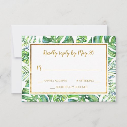 Watercolor Exotic Plants RSVP Card