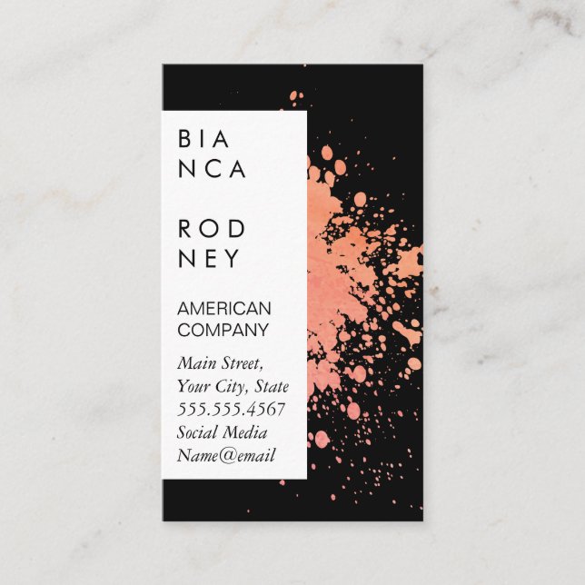 Watercolor Expressive Splatter Business Card (Front)