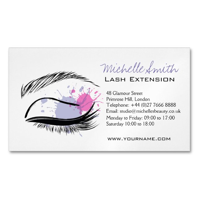 Watercolor eye eyelashes Lash extension icon Business Card Magnet (Front)