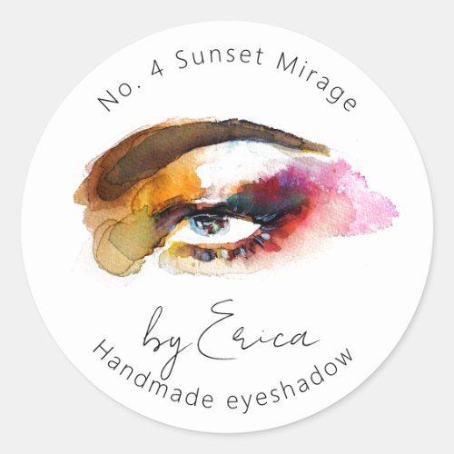 Watercolor Eye Painting Makeup Eyeshadow Packaging Classic Round Sticker