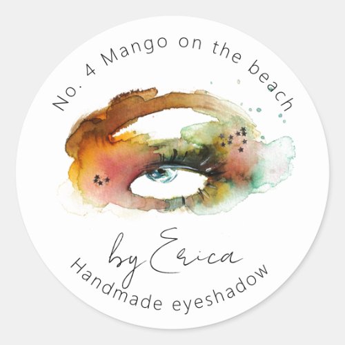 Watercolor Eye Painting Makeup Eyeshadow Packaging Classic Round Sticker
