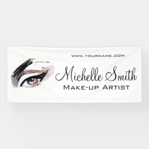 Watercolor eyes lash extension makeup branding banner