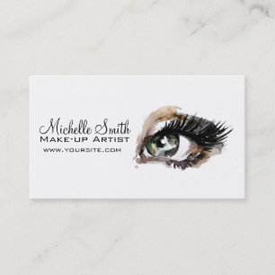 Watercolor eyes lash extension makeup branding business card