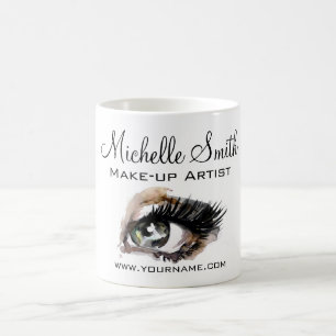 Watercolor eyes lash extension makeup branding coffee mug